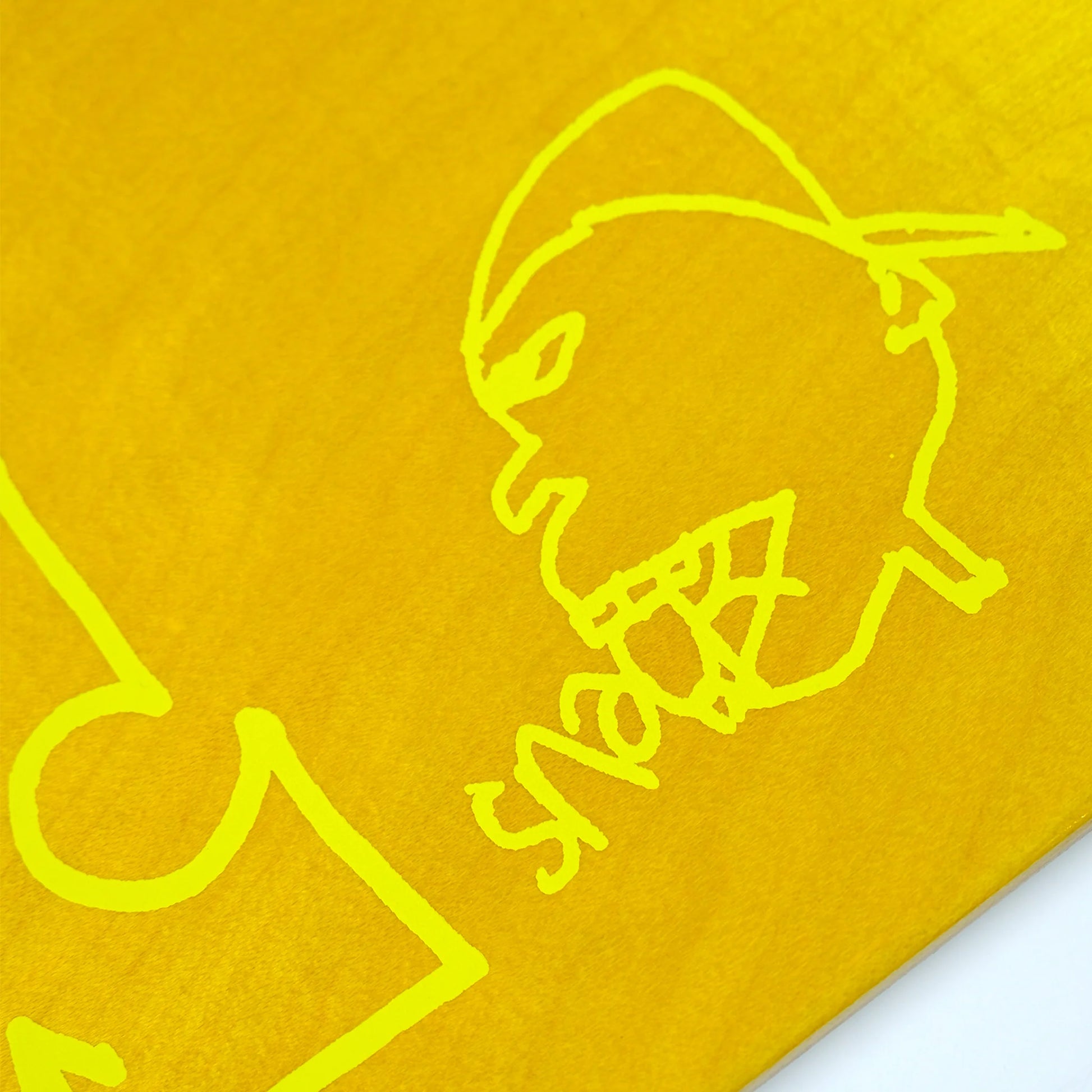 Outline of a person wearing a cap on a yellow background
