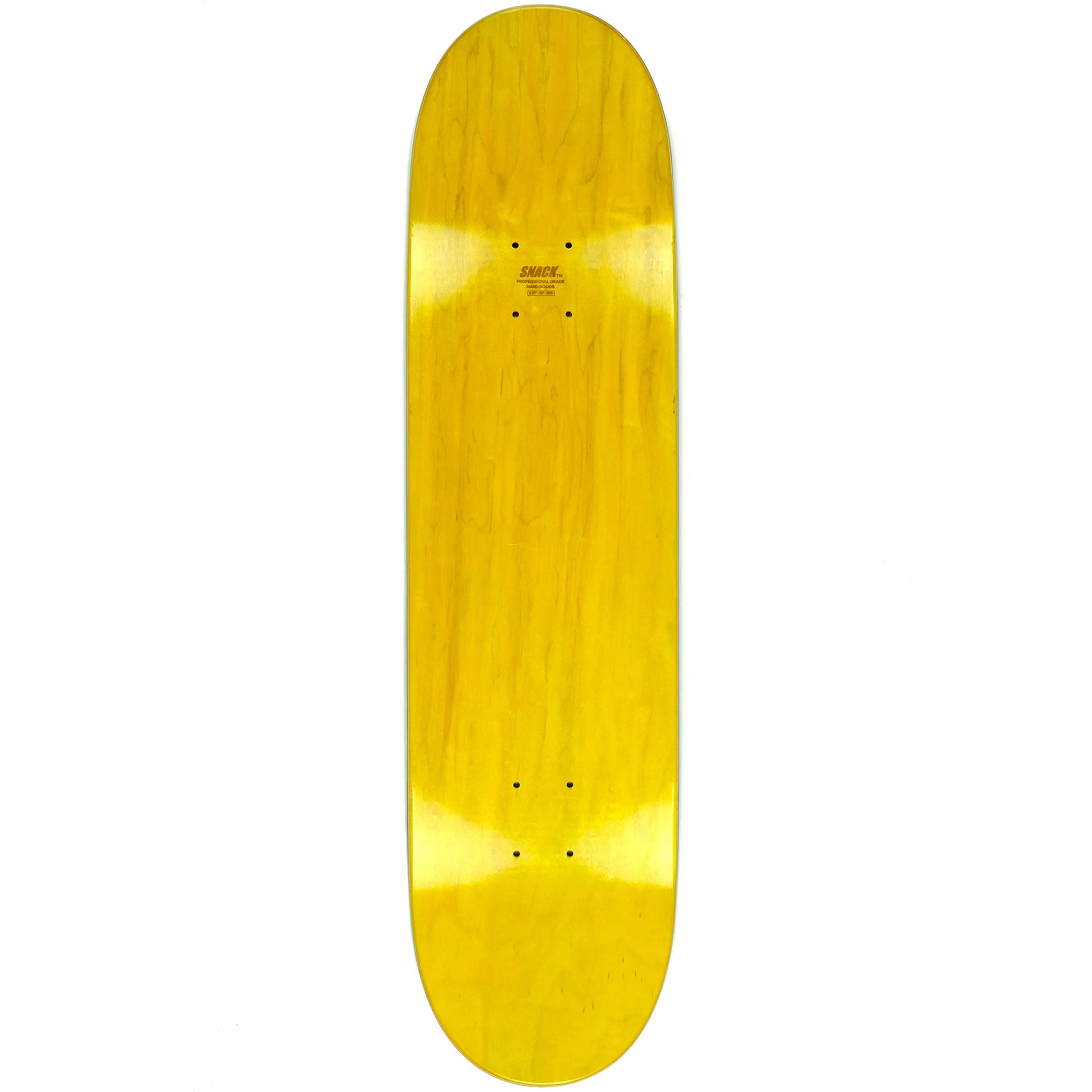 Yellow skateboard deck on a white background