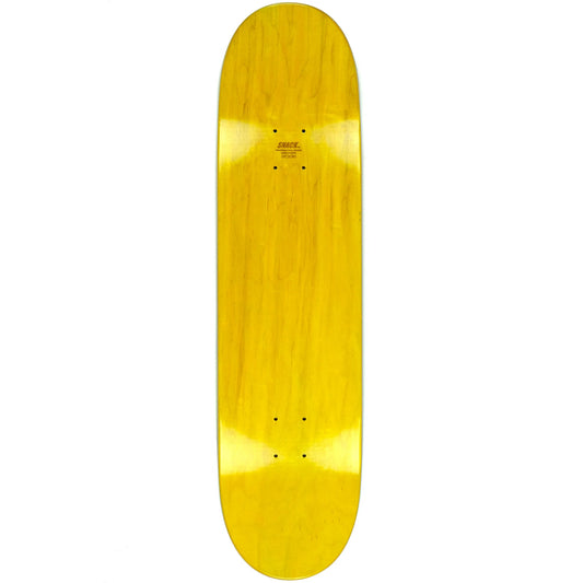 Yellow skateboard deck on a white background