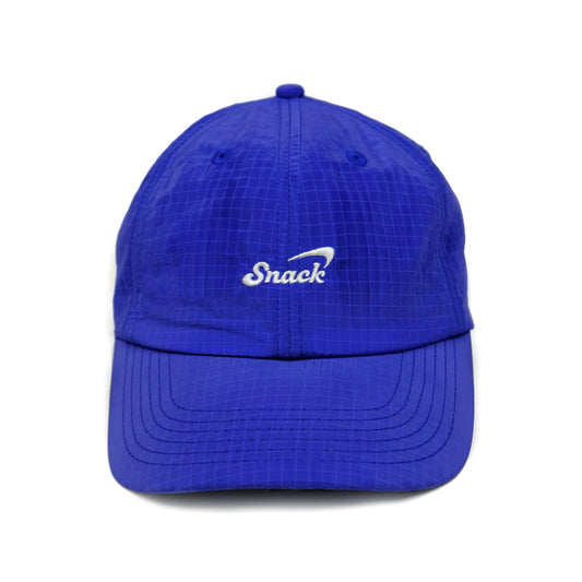 Blue cap with 'Snack' logo on a white background