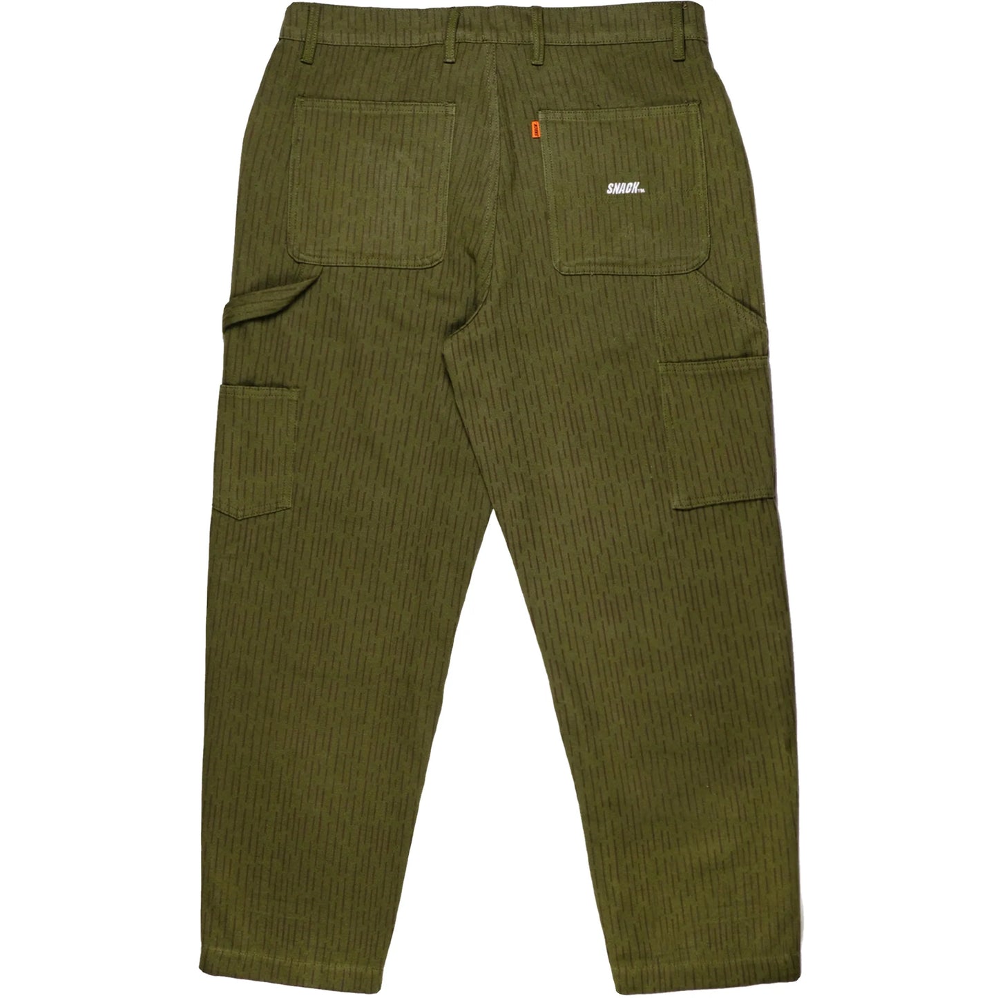 Green corduroy cargo pants on a white background