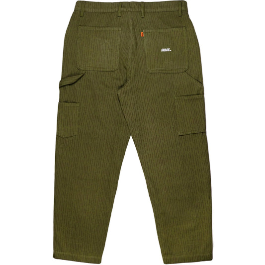 Green corduroy cargo pants on a white background