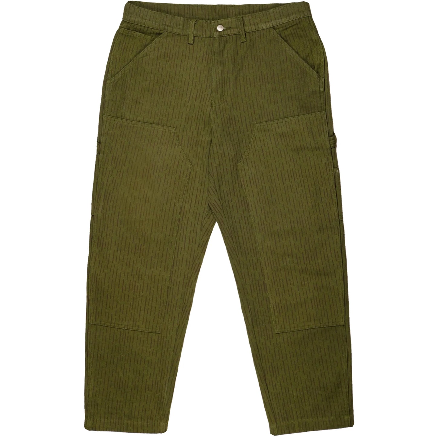 Green corduroy pants on a white background