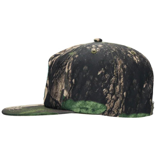 Camouflage-patterned cap on a white background