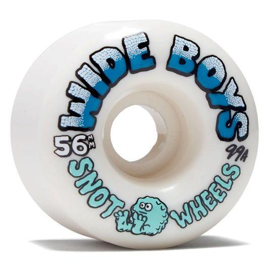 Skateboard wheel with 'Wide Boys' and 'Snot Wheels' branding on a white background