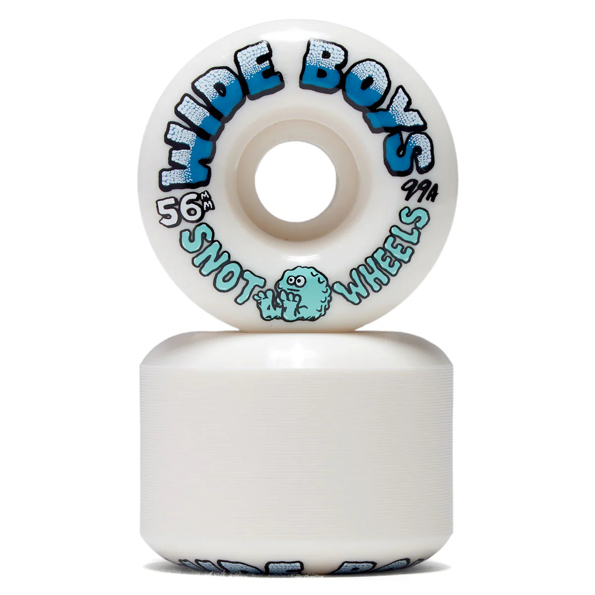 Skateboard wheels with 'Mute Boys' and 'Snot Wheels' branding on a white background
