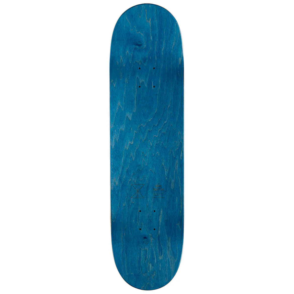 Blue skateboard deck on a white background
