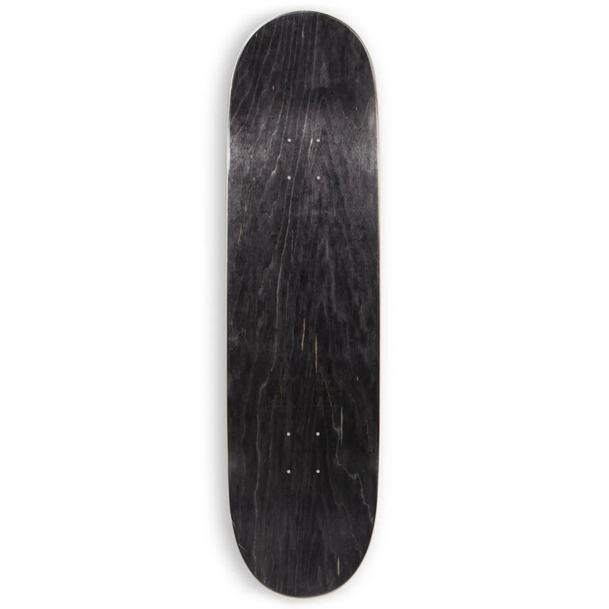 Black skateboard deck on a white background