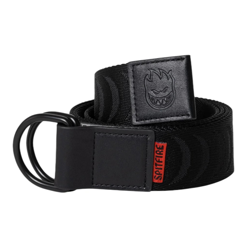 Black belt with a logo on a white background
