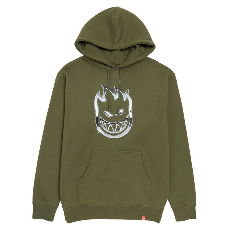 Green hoodie with a white graphic on a white background