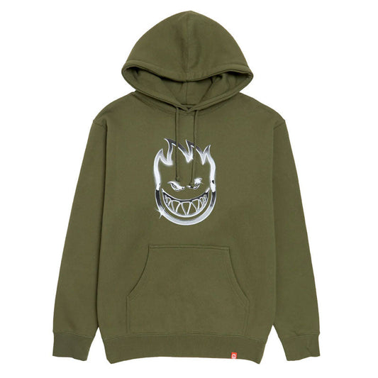 Green hoodie with a white graphic on a white background