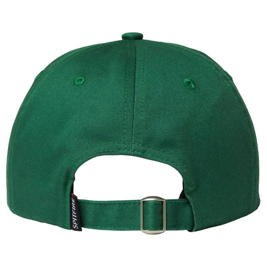 Green cap with a buckle and 'Slazenger' brand label on a white background