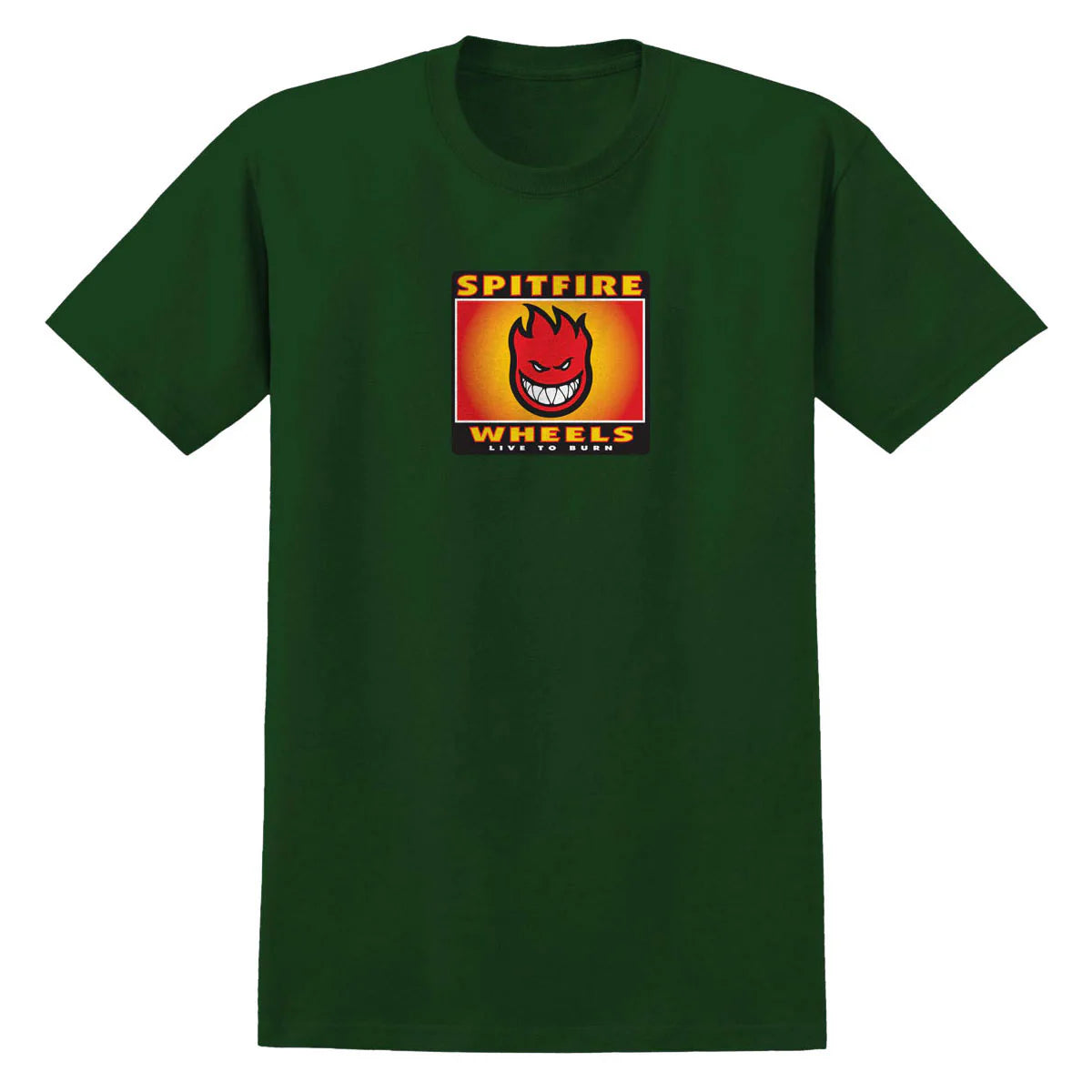 Green t-shirt with Spitfire Wheels logo on a white background