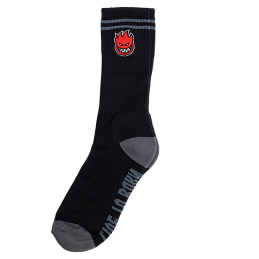 Spitfire Socks Bighead Fill Embroidered Black Charcoal Red