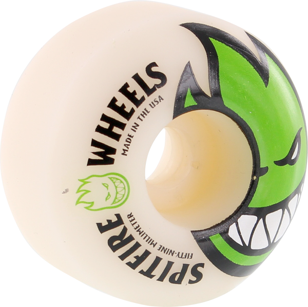 Skateboard wheel with 'Wheels' and 'Spitfire' branding on a white background