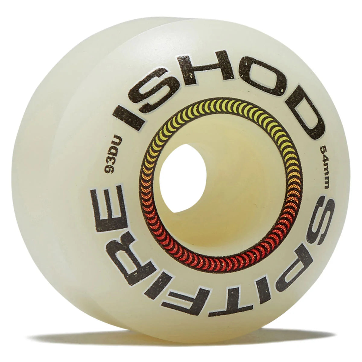 Spitfire skateboard wheel with 'Ishod' branding on a white background