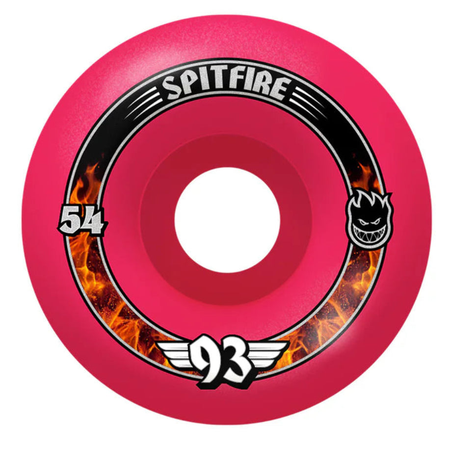Pink Spitfire skateboard wheel on a white background
