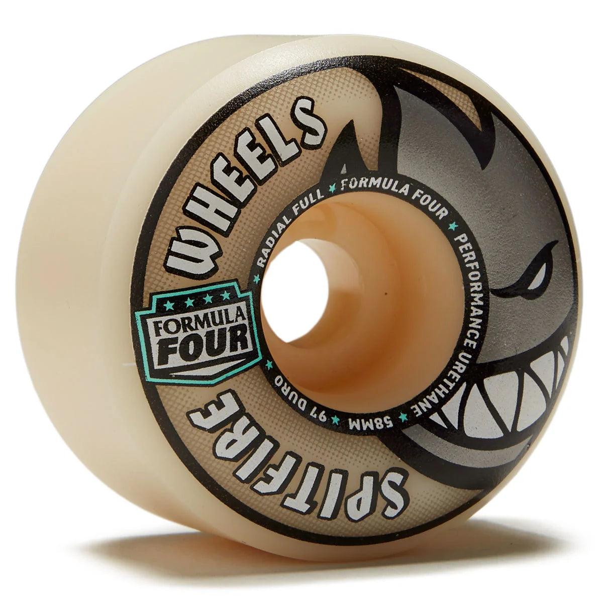 Skateboard wheel with 'Formula Four' branding on a white background