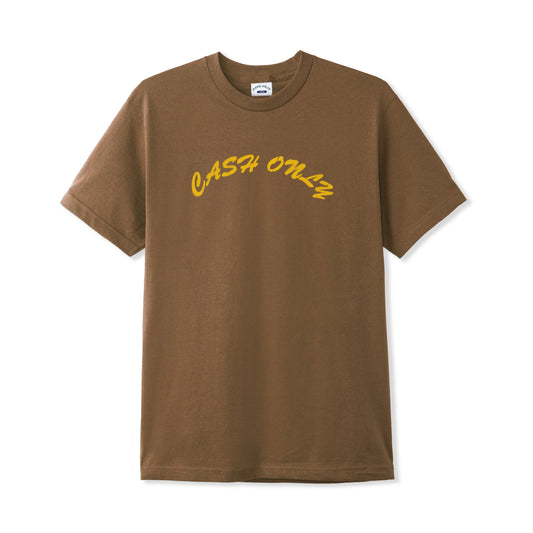 Cash Only Shirt Stencil Logo Tee Oak Brown