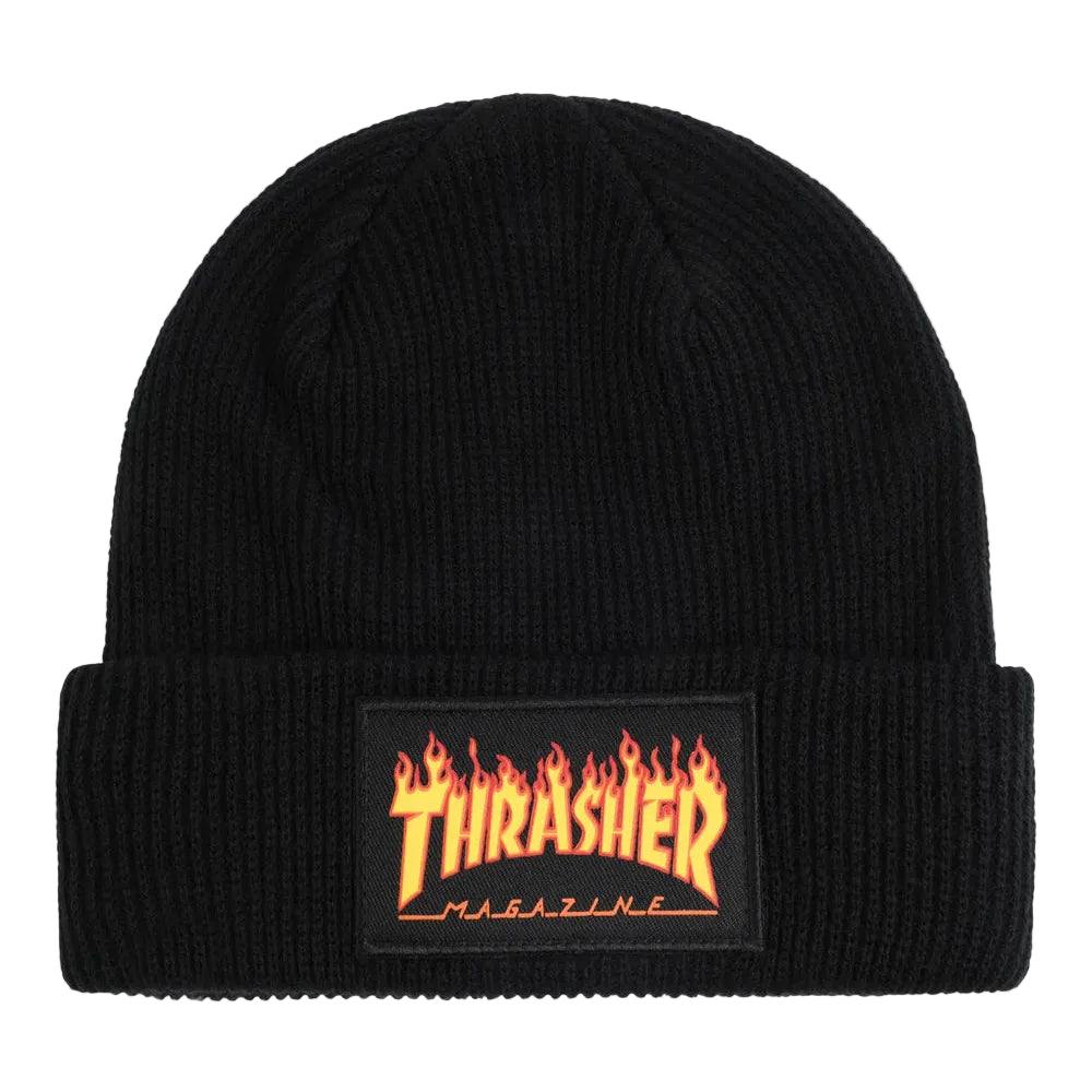 Thrasher Beanie Flame Logo Patch Black