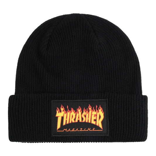 Thrasher Beanie Flame Logo Patch Black