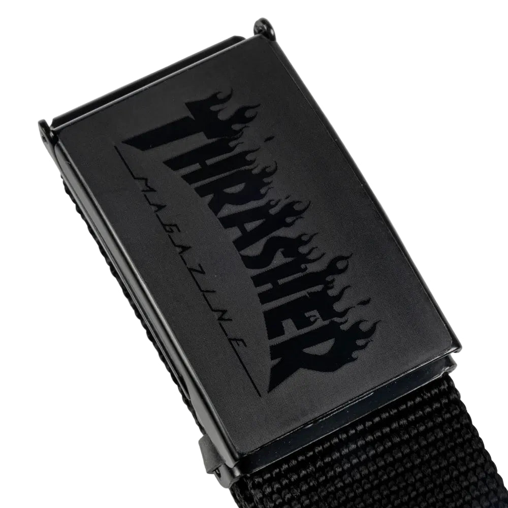 Black belt with 'Thrasher' logo on a white background