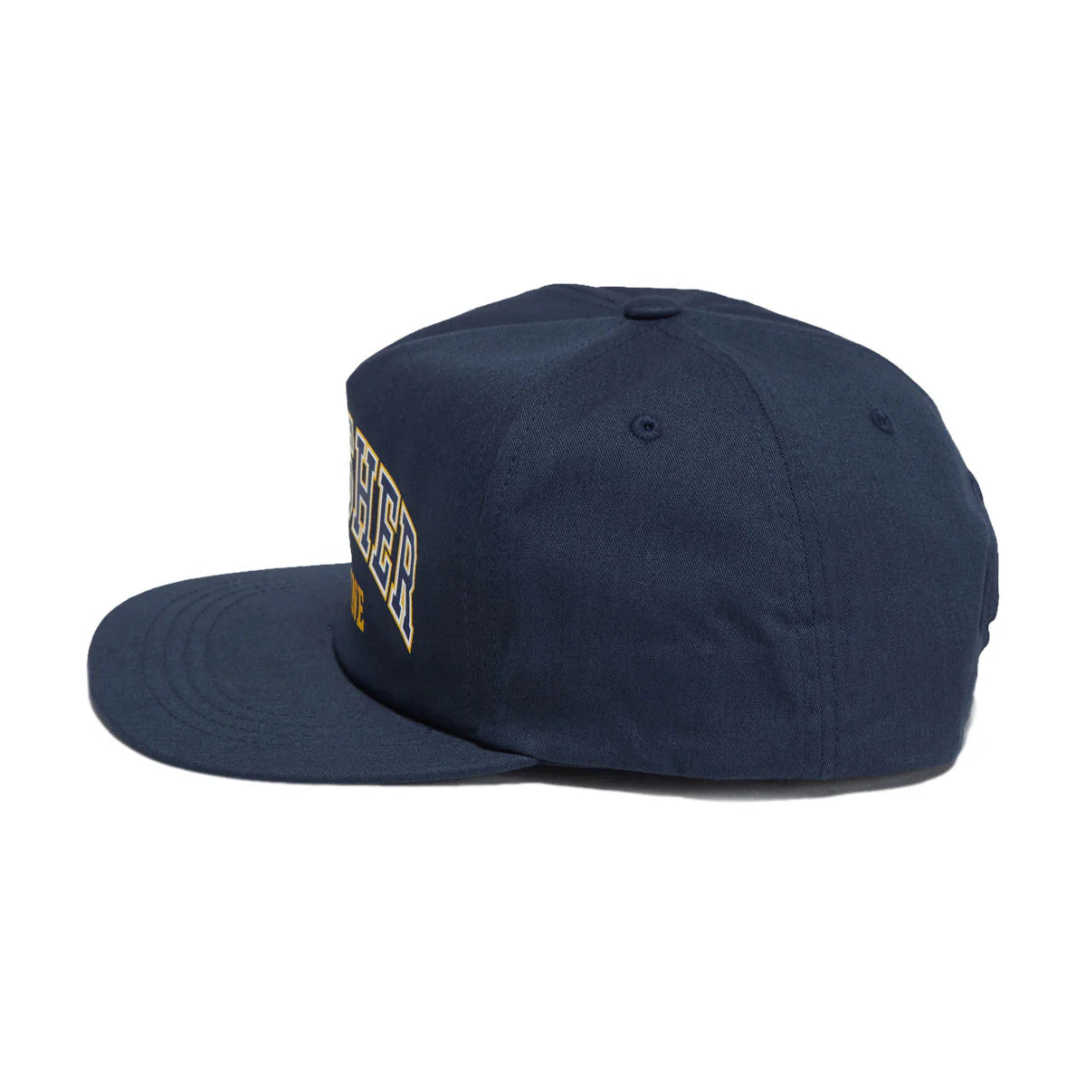 Navy blue cap with a brand logo on a white background