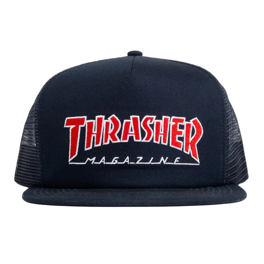 Black cap with red and white 'Thrasher Magazine' logo on a white background