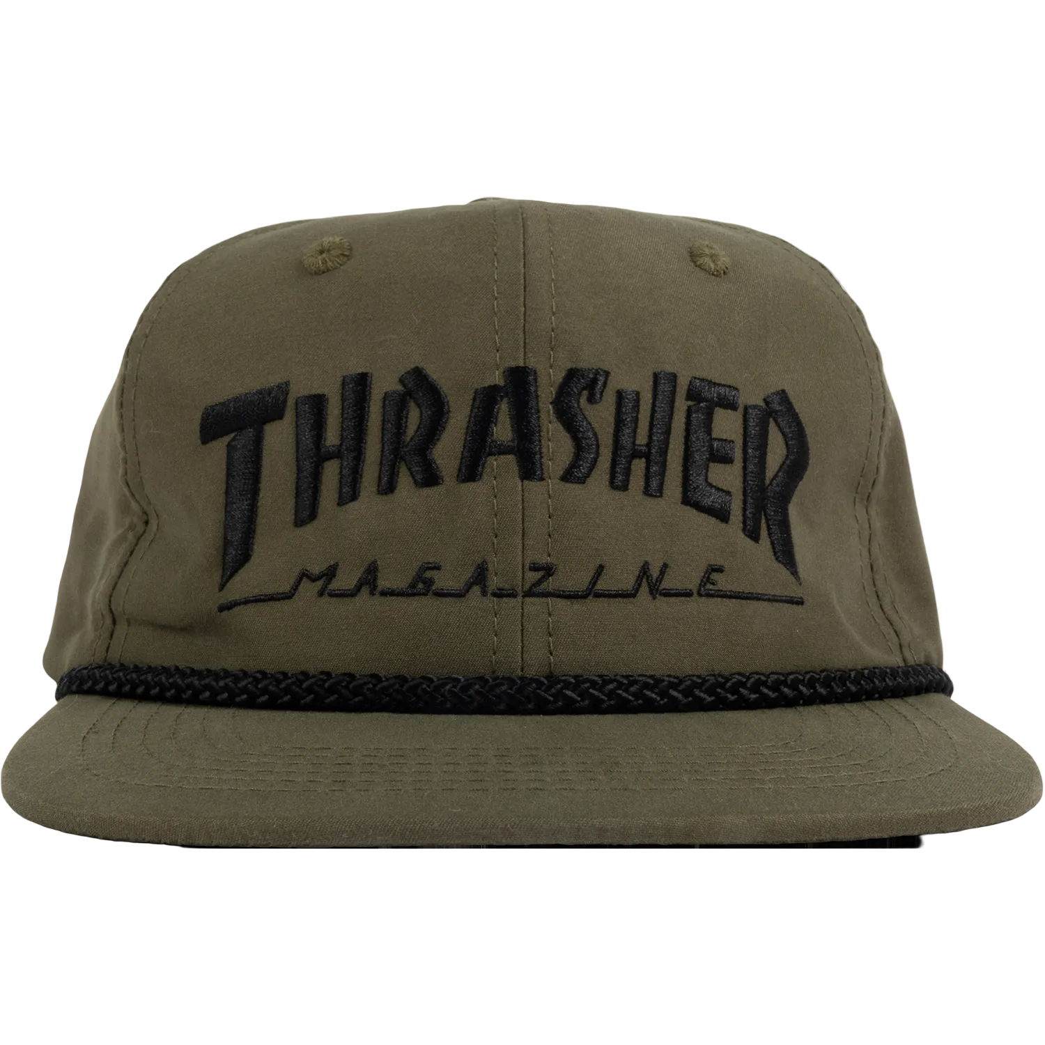 Green cap with 'Thrasher Magazine' logo on a white background