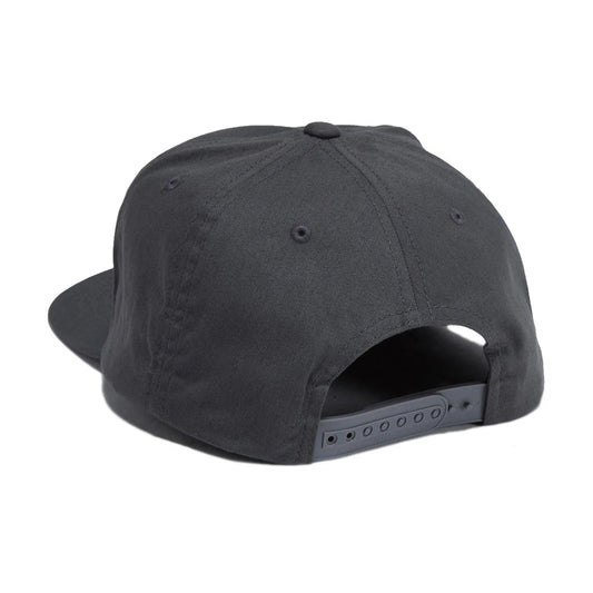 Black cap with adjustable strap on a white background