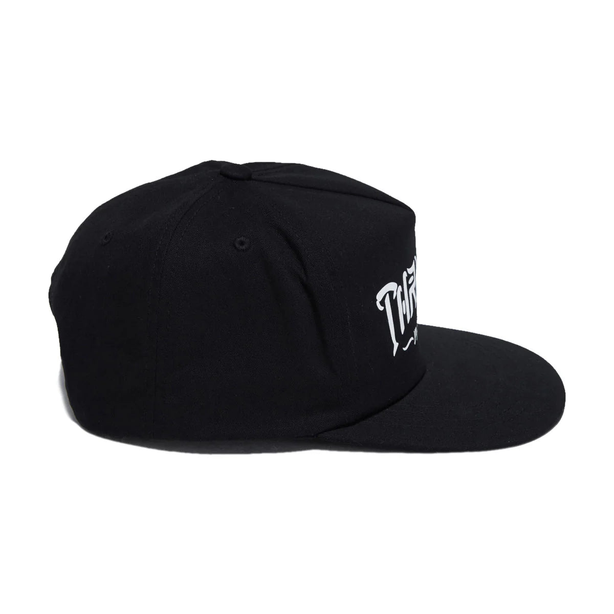 Navy blue baseball cap with a brand logo on a white background