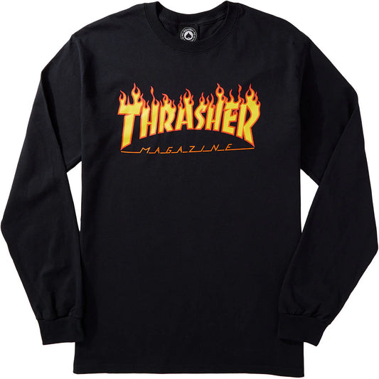 Thrasher Shirt Flames Long Sleeve Black