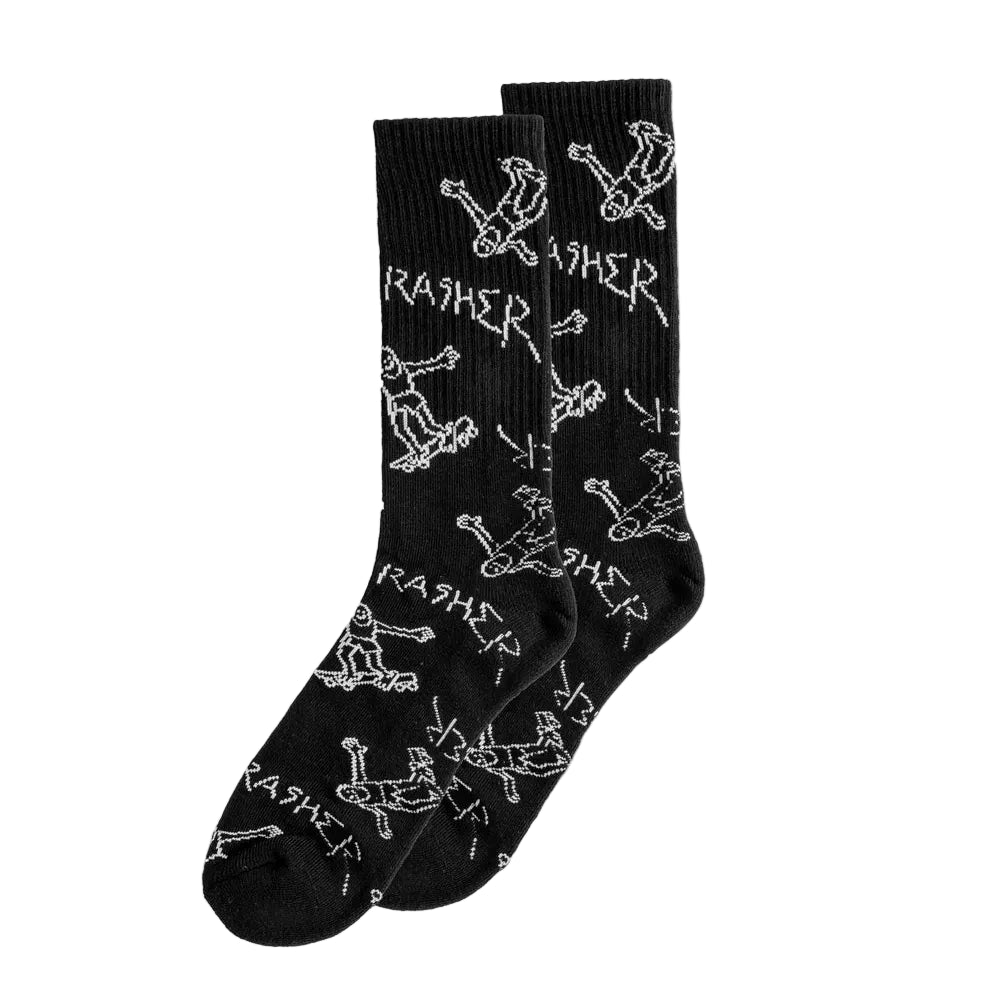 Thrasher Socks Gonz Logo Pattern Black White