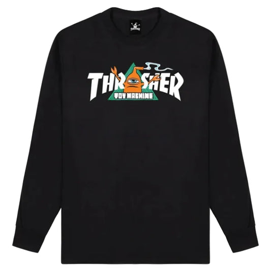 Thrasher x Toy Machine Shirt Vortex Long Sleeve Black