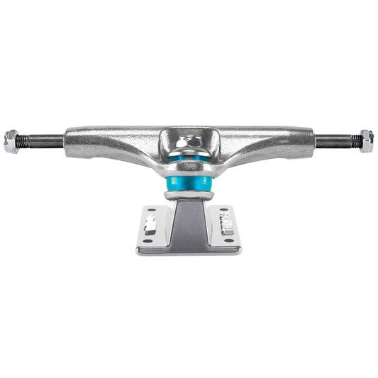 Skateboard truck with metal components on a white background
