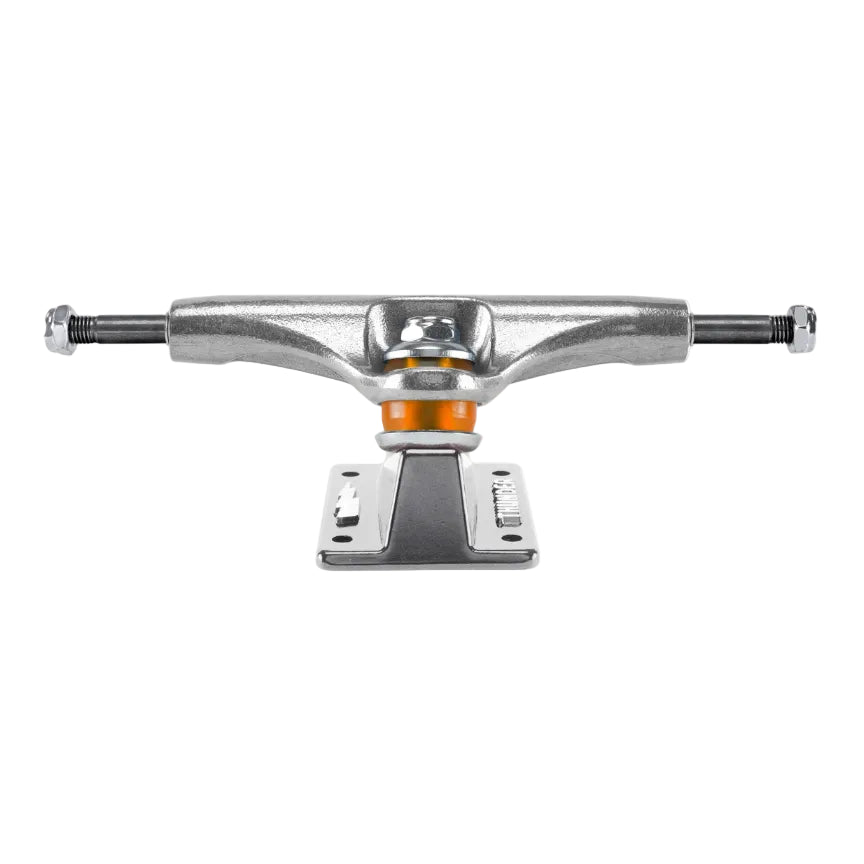 Skateboard truck with metal components on a white background