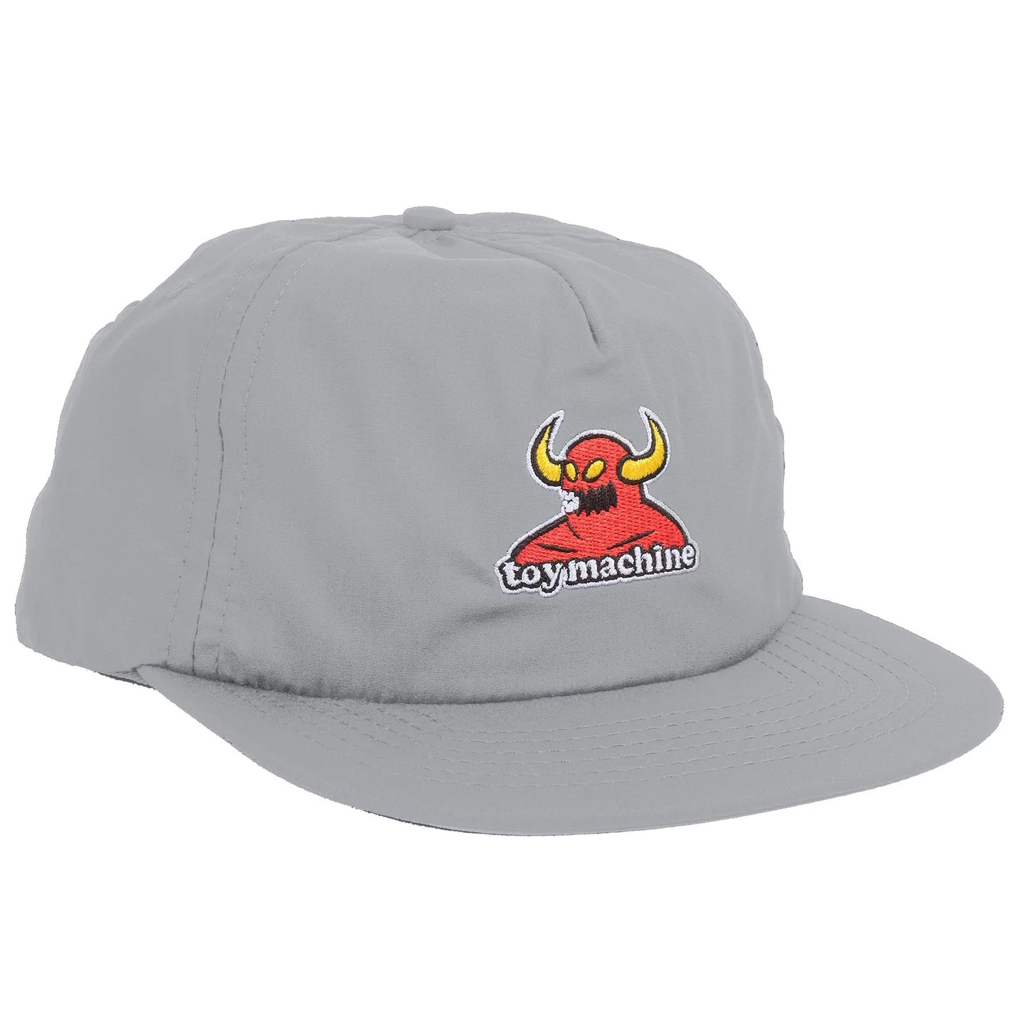 Gray cap with a red and yellow logo on a white background