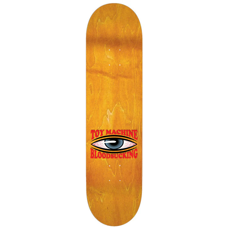 Skateboard deck with 'Toy Machine' logo on a white background