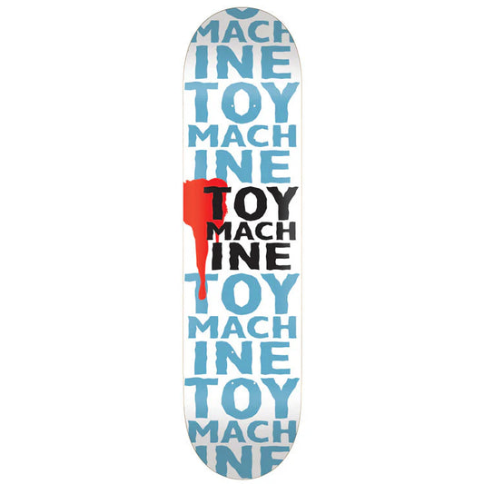 Skateboard deck with 'Toy Machine' branding on a white background