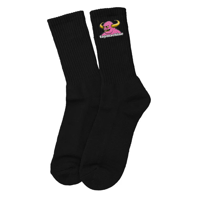 Black socks with a logo on a white background