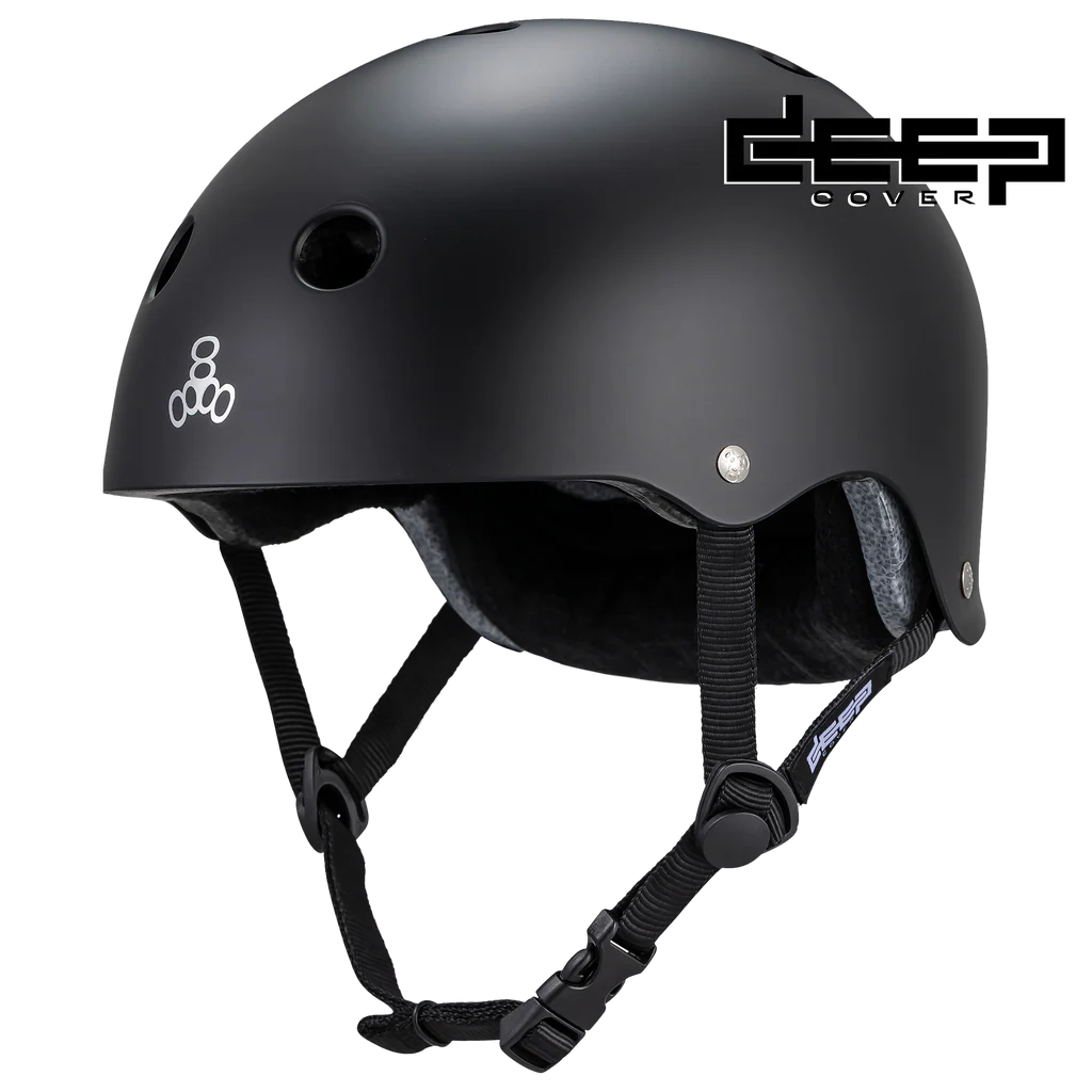 Black helmet with a visible brand logo on a white background