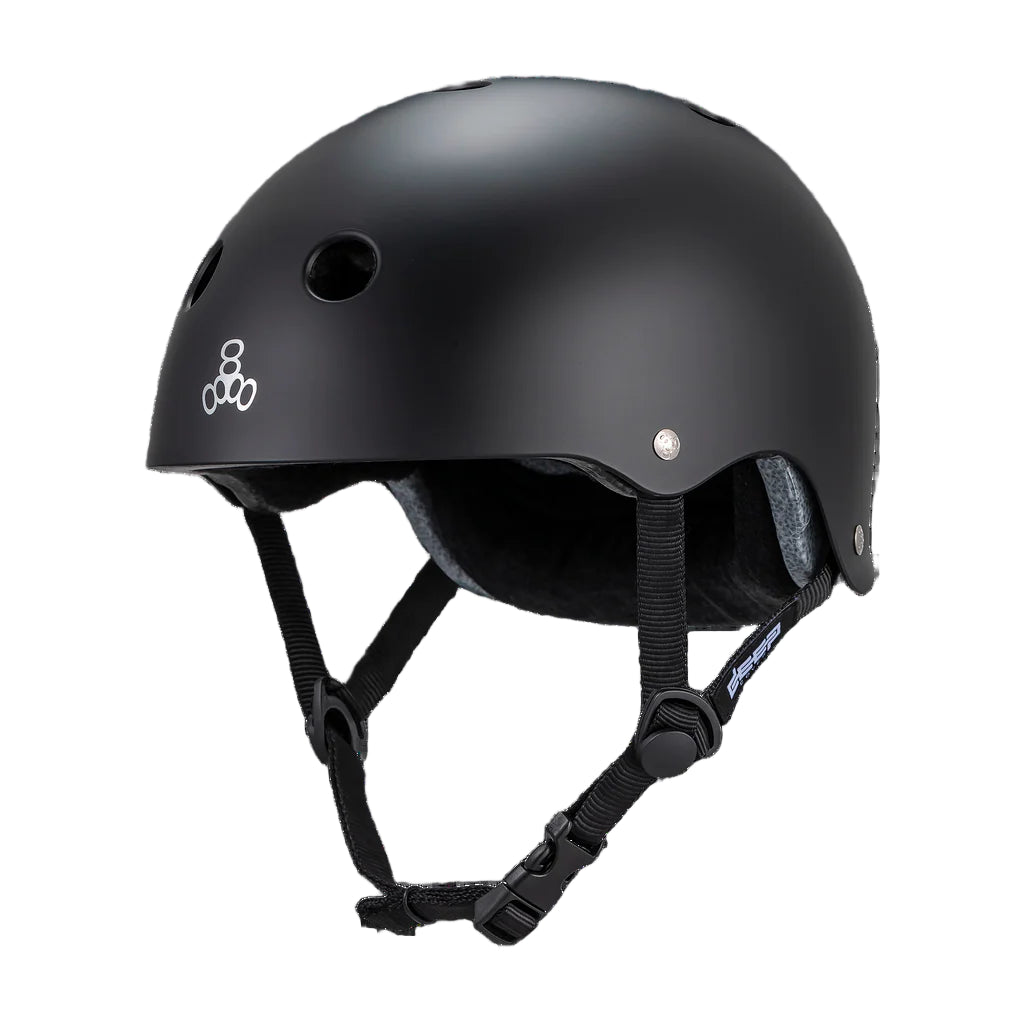 Black helmet with a brand logo on a white background