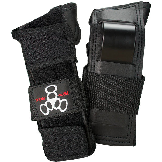 Black wrist guards with a visible brand logo on a white background