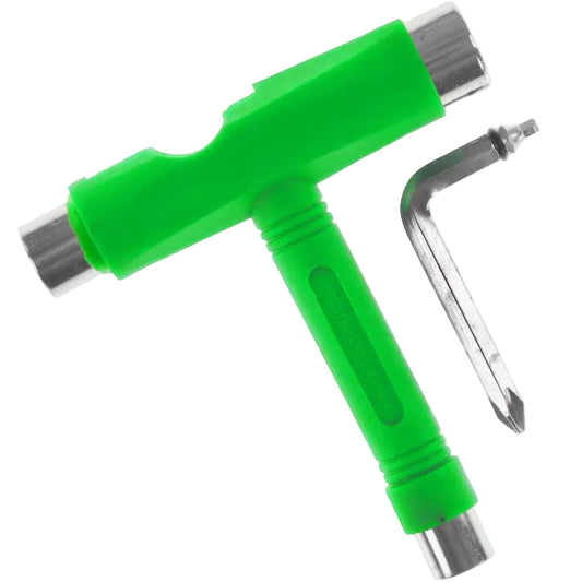 Green multi-tool with silver components on a white background, featuring the 'UNIT' brand logo.
