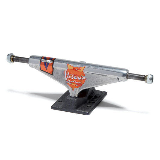 Skateboard truck with visible branding on a white background