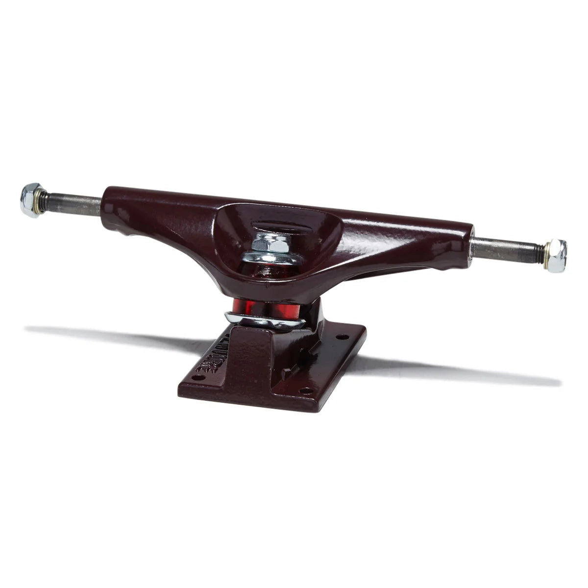 maroon skateboard truck on a white background