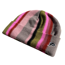 Load image into Gallery viewer, Frog Vertical Stripe Beanie - Grey/Pink