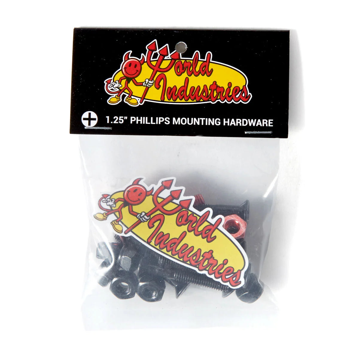Packaged Phillips mounting hardware with World Industries logo on a white background