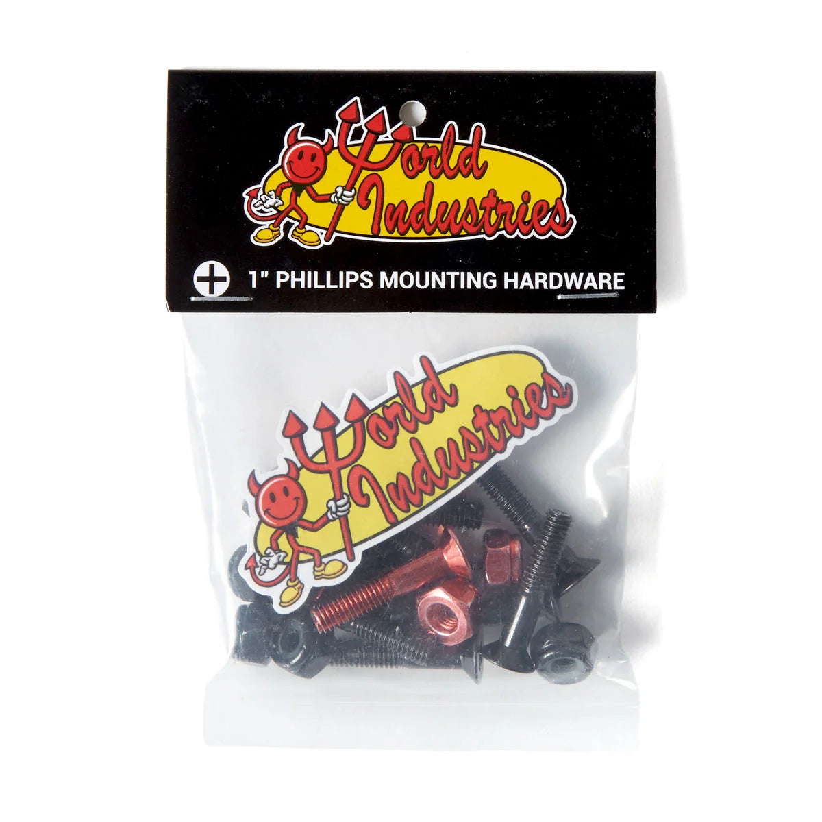Packaged Phillips mounting hardware with World Industries logo on a white background