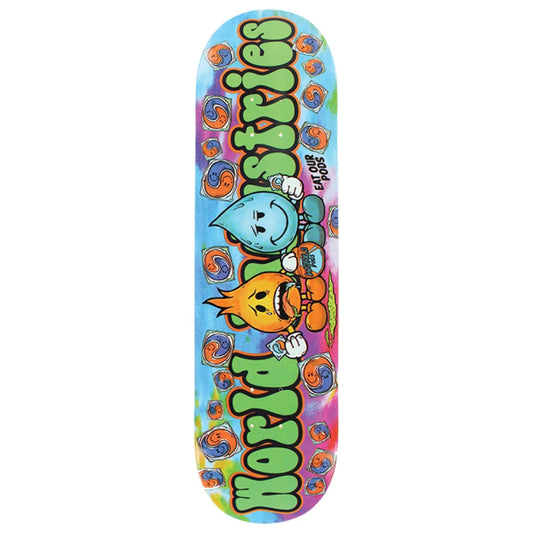 Colorful skateboard deck with cartoon characters 